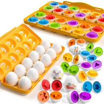 Brinquedo sensorial Montessori TEMI 12 ovos de brinquedo com suporte para 1-3 anos