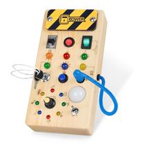 Brinquedo sensorial Montessori Wooden Busy Board com 8 luzes LED 1+Y - Hoarosall