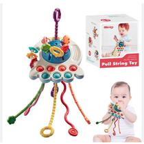 Brinquedo Sensorial para Bebês - Puxar Corda com Texturas e Cores