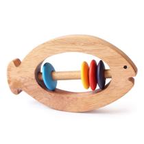 Brinquedo sensorial Shumee Wooden Fish Rattle Rings and Teethers Brinquedo sensorial Shumee Wooden Fish Rattle Rings and Teethers