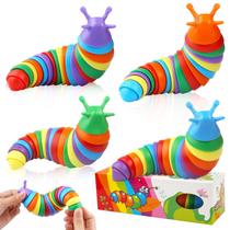 Brinquedo Sensory Fidget SoulLife Rainbow Slug - Pacote com 4 Unidades