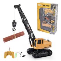 Brinquedo Simulação de Construção Guindaste Recarregável Com Som e Luz Controle Remoto