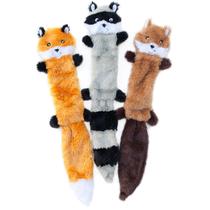 Brinquedo Skinny Peltz Zippypaws Pack 3 Unidades Pelúcia Raposa, Guaxinim e Esquilo com Apito Para Cães Grande