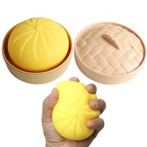Brinquedo Squishy Dumpling Stress Ball com mini vaporizador, amarelo