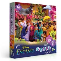 Brinquedo Super Kit Encanto Disney Com 3 Jogos Quebra Cabeça + Dominó E Jogo de Memória - Jak