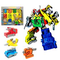 Brinquedo Super Números Transformam Em Carrinhos E 3 Robôs Infantil