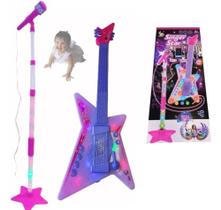 Brinquedo Super Star Infantil Guitarra Rock Com MP3 Conecta No Celular Show De Luzes E Diversão - Fun Game