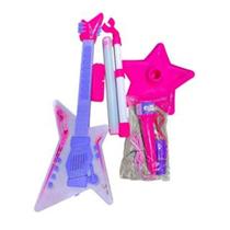 Brinquedo Super Star Infantil Guitarra Rock Com MP3 Conecta No Celular Show De Luzes E Diversão - Toy King