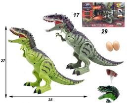 Brinquedo T-rex Solta Vapor Anda Emite Luz E Som Bota Ovos