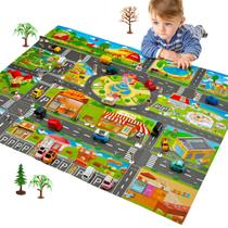 Brinquedo Tapete Cidade com Carrinhos e Acessórios de Trânsito Estimula Imaginação, Coordenação Motora e Criatividade Infantil Brinquedo Tapete Cidade com Carrinhos e Acessórios de Trânsito Estimula Imaginação, Coordenação Motora e Criatividade Infantil