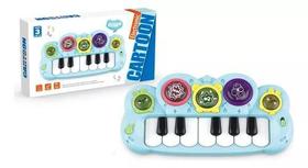 Brinquedo Teclado Infantil 12 Teclas Interativa Com Som e Luz Azul