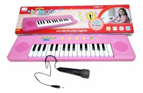 Brinquedo Teclado Piano Infantil 32 Teclas Com Microfone (ROSA) - FUN GAME