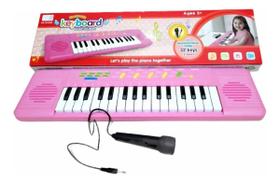 Brinquedo Teclado Piano Infantil 32 Teclas Com Microfone (ROSA) - toys