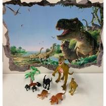 brinquedo Tiranossauro dinossauro Plastico Miniatura Grande media e pequena de Pacote C/ 9