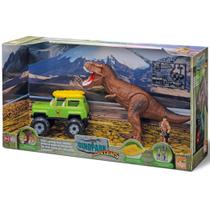 Brinquedo Tiranossauro Rex Dinopark Hunters E Carrinho Jipe - Bee Toys
