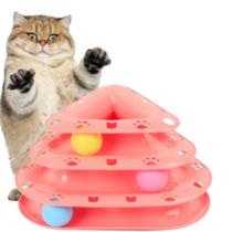 Brinquedo Torre de Trilhos com Bolinhas giratória para Gatos - Rosa
