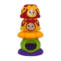 Brinquedo Torre Joaninha com Bolinha Chocalho Infantil Bebê Divertido Desenvolve Habilidade Motora Sensorial
