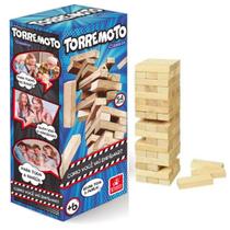 Brinquedo Torremoto Torre Equilíbrio Madeira Pedagógico 54pc