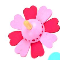Brinquedo tradicional Spinning Top Flower Wood para crianças de 8 cm rosa