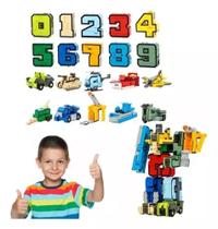 Brinquedo Transformer Educativo Número Veículos Robô Kit 10