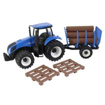 Brinquedo Trator Agricultor Carga Madeira Pallet Acessórios Agro Agricultura Carrinho Infantil p/ Dia das Crianças Aniversário