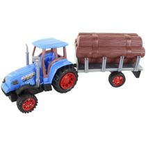 Brinquedo Trator Caçamba Madeira Miniatura Articulável Azul Fricção Brinquedo Trator Caçamba Madeira Miniatura Articulável Azul Fricção