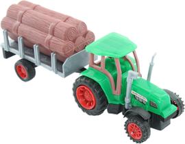 Brinquedo Trator Caçamba Madeira Miniatura Articulável Verde Fricção Brinquedo Trator Caçamba Madeira Miniatura Articulável Verde Fricção
