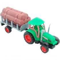 Brinquedo Trator Caçamba Madeira Miniatura Articulável Verde Fricção Brinquedo Trator Caçamba Madeira Miniatura Articulável Verde Fricção