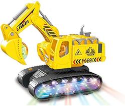 Brinquedo Trator Escavadeira Com Som E Luz, Bate E Volta Brinquedo Trator Escavadeira Com Som E Luz, Bate E Volta