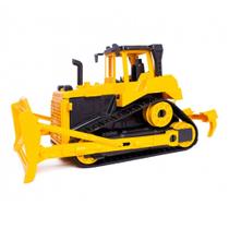 Brinquedo Trator Esteira Amarelo Articulável Emborrachado Máquina Construção 30cm - Gici Kids