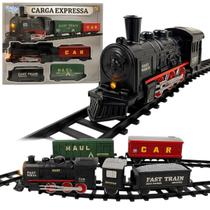 Brinquedo trem carga Ferrorama Grande 320cm trilho à pilha