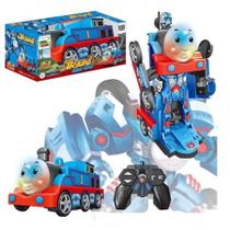 Brinquedo Trem / trenzinho com controle remoto sem fio transforme robo + som E luz A pilha - TOYS