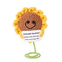 Brinquedo tricotado BOXOB Positive Sunflower Crochet com cartão de incentivo