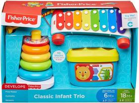 Brinquedo Trio Clássico Fisher-Price Xilofone Blocos Argolas