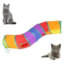 Brinquedo Túnel Divertido Interativo Dobrável Para Gatos Cães Gatinhos Pets Labirinto Em Formato S 125x25cm 2 Duas Saídas