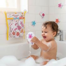 Brinquedo Unicórnio Hora Do Banho C/ 16 Pçs Aderentes Em Eva