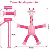 Brinquedo Ventosa Telescópica Girafa com 12 Pop Tubes - Brinquedos Sensoriais para Crianças