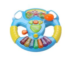 Brinquedo Volante Azul Gira 360 Com Diversos Barulhos De Buzina