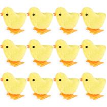 Brinquedo Wind-Up Jumping Cute Chicken Plush Chicks, 3 lontras, 12 unidades