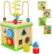 Brinquedos Baicccf Wooden Activity Cube para crianças de 1 a