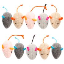 Brinquedos Catnip Mice SunGrow Furry Plush para caçar gatos, 10 unidades