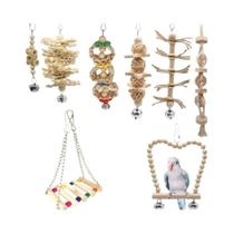 Brinquedos Coloridos Para Pássaros De Estimação, 8 Peças, Brinquedos De Madeira Para Gaiola De