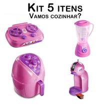 Brinquedos Cozinha AirFryer Liquidificador Fogão Café 5pç Brinquedos Cozinha AirFryer Liquidificador Fogão Café 5pç