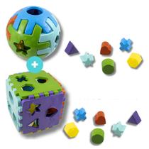 Brinquedos Cubo Educa Mais + Bola Encaixar Média - Kendy Brinquedos Cubo Educa Mais + Bola Encaixar Média - Kendy