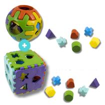Brinquedos Cubo Educa Mais + Bola Encaixar Pequena - Kendy