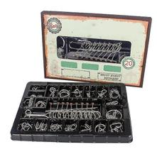 Brinquedos de atividade do bebê 20pcs link de ferro desbloqueando jogo de quebra-cabeça de bloqueio anel chinês conjunto de brinquedos de truque de mágica