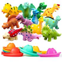 Brinquedos de banho Hely Candy No Hole Baby Dinosaur com copos empilháveis