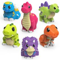 Brinquedos de Banho Tub Works Dinossauros, Kit com 6, Macios e Flutuantes, Sem Mofo Brinquedos de Banho Tub Works Dinossauros, Kit com 6, Macios e Flutuantes, Sem Mofo