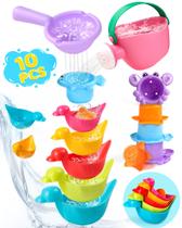 Brinquedos de Banho Voohek Conjunto de 10 Copos Empilháveis Antimofo