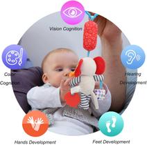 Brinquedos de cadeirinha de bebê, chocalho de pelúcia macio infantil, animal bonito